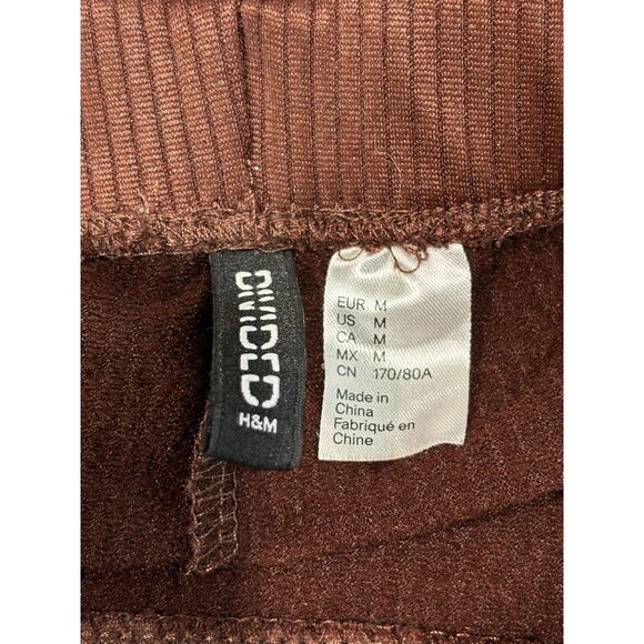 H&M Womens Ribbed Flare Pants Brown M Polyester & Elastane - Picture 3 of 11